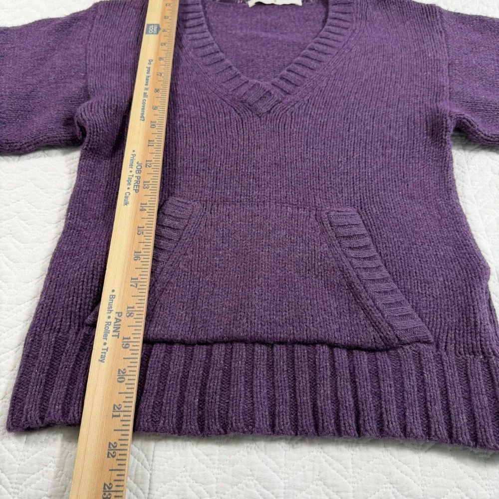 Melrose Chic Purple V Neck Fair Isle Knit Sweater Size M Lambs Wool Blend GUC‎